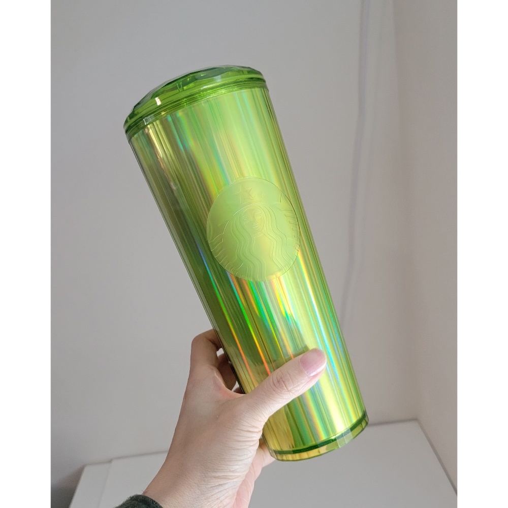 Starbucks 2023 Lime Yellow Green Kaleidoscope Iridescent Holo Venti 24oz Cup